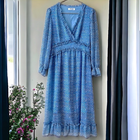 Ruffle Dot Print Dress LARGE - Picture 3 of 12